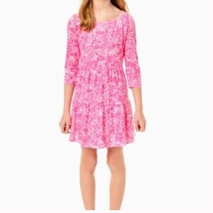 Lilly Pulitzer Girls Geanna Dress in Pink Blossom Foxy Llama 12/14